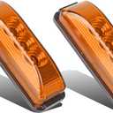 Partsam 2PCS 3 LED Truck Trailer Front Rear LED Side Marker Lights [DOT Approved] indicator Lamp Sealed & Waterproof Surface Mounted Installation Amber 3.9"