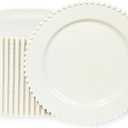 72 Pcs Party Plates Dinner Plate, 10 Inch Ivory Plastic Plate Disposable Heavy Duty,Fancy Ivory Charger Disposable Plastic Plate for Party Wedding Bridal Showers