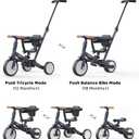 newyoo TR008 Tricycle for Toddlers 1-3, 5 in 1 Baby Balance Bike, Christmas and Birthday Gift for Boy and Girl, Toddler Bike with Parent Push Handle & Safety Guard, Dark Gray, TR008