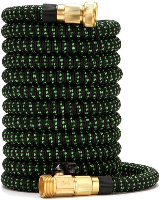 2024 Upgrade Expandable Garden Hose Water Hose with 10-Function High-Pressure Spray Nozzle, Heavy Duty Flexible Hose, 3/4" Solid Brass Fitting (US, 125ft)