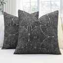 TWIZEL Throw Pillow Covers 20X20 Set of 2, Boho Farmhouse Cushion Cover, Cozy Soft Accent Pillowcase for Couch Sofa Bed Living Room Black