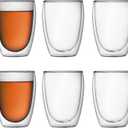 Bodum 12oz Pavina Double Wall Insulated Tumbler, High-Heat Borosilicate Glass, Set of 5, Clear
