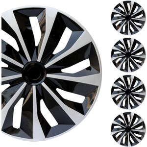 Hubcap Wheel Cover Replacement R17 Hub Caps Universal-Fit Steel Wheel Rim Cover ABS Material Exterior Accessories for Car Truck SUV - Set of 4, 17-inch, Silver-Black