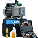 Orion Motor Tech AC Vacuum Pump and Gauge Set, 1/3 hp 4.5 cfm Vacuum Pump Manifold Gauge Kit with Leak Detector 4 Hoses & Accessories for R134a R22 R410a, A/C Vacuum Pump Kit for Auto HVAC Systems