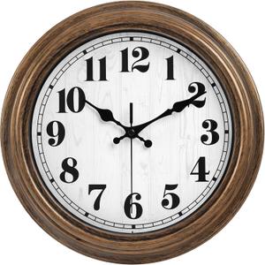 45MinST 12 Inches Retro Wall Clock, Silent Non Ticking Battery Operated Movement, Decor for Home/Wall Decor, Easy to Read, Decorate for Bedroom Living Room Office(Bronze)
