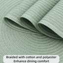 SHACOS Round Placemats Set of 4 Woven Braided Table Placemats 15 inch Cotton Polyester Place Mats Washable Table Mats Indoor Outdoor, Sage Green