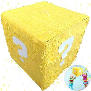 Super Gamer 13.3 Pinata Storage Glowing Box Perfect for Birthdays, Parties, Gaming - Piata Large, Yellow, White, MR700