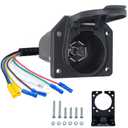 BFXM 7 Pin RV Trailer Light Connector Socket 7 Wire Electrical Trailer Adapter Quick Converter with Mounting Bracket, for Recreational Vehicle, Truck, Trailer, Camper