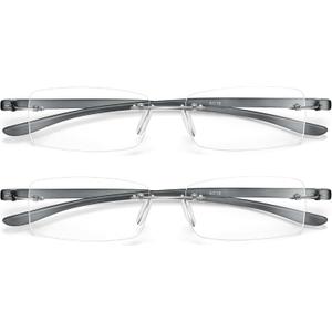 Bhigh 2 Pack Reading Glasses Blue Light Reading Glasses men's reading glasses for women Frameless Computer Reading Glasses
