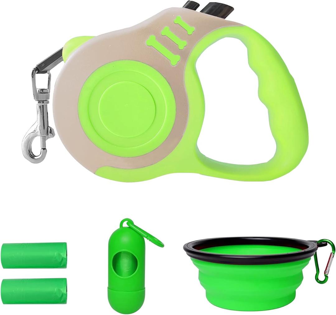 Retractable Dog Leash Automatic Telescopic Tractor Dog Tape
Pet Tape 10/16 FT Durable and Convenient, with Folding Bowl, Dispenser, Rubbish Bags, Suitable for Small and Medium Dogs