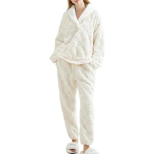 VOROFY Women's Fuzzy Fleece Pajamas Set Plush Flannel Pullover Top and Pants 2 Piece Pjs Sets Warm Fluffy Sleepwear, XL