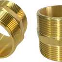 2" Male Threaded Hex Nipple Brass NPT Pipe Fitting Pipe Adapter Straight Connectors for Air, Gas, Oil, Fuel, Propane Pack of 2