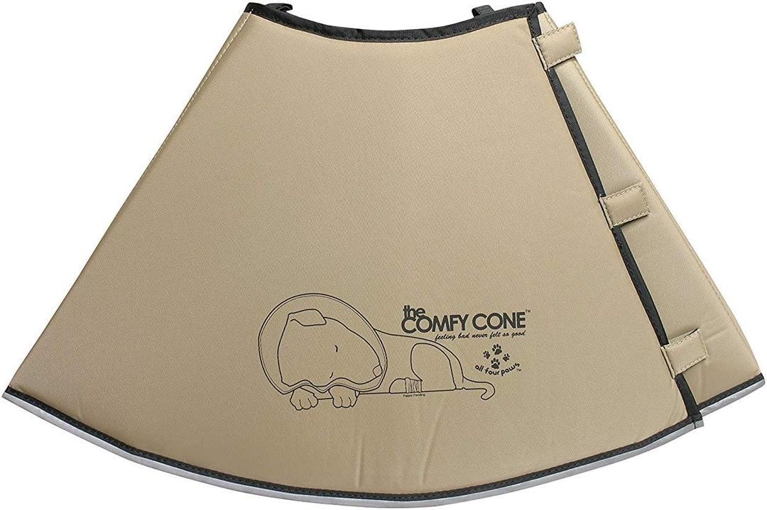 Comfy Cone Pet Cone for Dogs, Cats, XX-Large, Tan - Comfortable Soft Dog Cone Collar Alternative for After Surgery, Wound Care, Spay, Neuter - Dog and Cat Recovery Elizabethan-Collar (XXL(Neck to Nose 14.5"))
