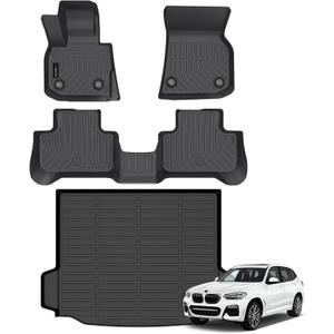 Auxko All Weather Floor Mats Cargo Mat Fit for BMW X3 2018-2024 TPE Liners Accessories for BMW X3 30i M40i X3M Car Mats (Not for X3 30e) Black