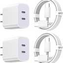 iPhone 15 Charger,Apple Charger Fast Charging,2Pack Dual Port Power Delivery Apple Charging Block,2Pack 6FT USB C to C iPhone 16 Charge Cable,USB C Charge for iPhone 16/15 Pro/iPad Pro/iPad Air/Mini
