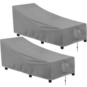 OutdoorLines Outdoor Waterproof Patio Chaise Lounge Chair Cover - UV Resistant Lounger Covers Heavy Duty Weatherproof Patio Sofa Furniture Covers, 2 Packs, 78Wx35.5Dx33H Inches, Gray (Grey)