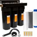 RV Water Filter System,Leak-Free Brass Fittings, Three Filters Included Reduces Sediment,rv Water Filter,Chlorine,Bad Taste and Odors,Suitable for RVs,Boats,Farming & Gardening