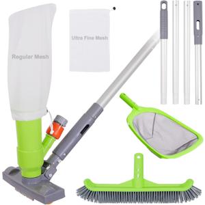 Sepetrel Deluxe Swimming Pool Cleaning Kit with Spa Jet Vacuum Cleaner,Brush, Semi-deep Skimmer Net & Adjustable 57.5" Pole,Ideal for Cleaning Above Ground,Inflatable Pools