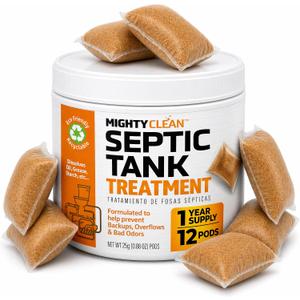 Septic Tank Treatment - 12 Pods, 1 Year Supply - RV Toilet Treatment - Dissolvable Septic Tank Treatment Pods with Natural Bacteria and Enzymes for Effective Septic Treatment - Eco-Friendly Solution