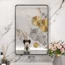 WEER Black Bathroom Mirror 20X30 Inch, Rectangular Matte Black Metal Framed Vanity Mirror, Farmhouse Bathroom Mirror with Tempered Glass, Rounded Corner, Anti-Rust (Horizontal/Vertical)