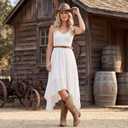 Rollda Cowboy Boots for Women Western Cowgirl Boots Mid Calf Chunky Heel (Brown) 8