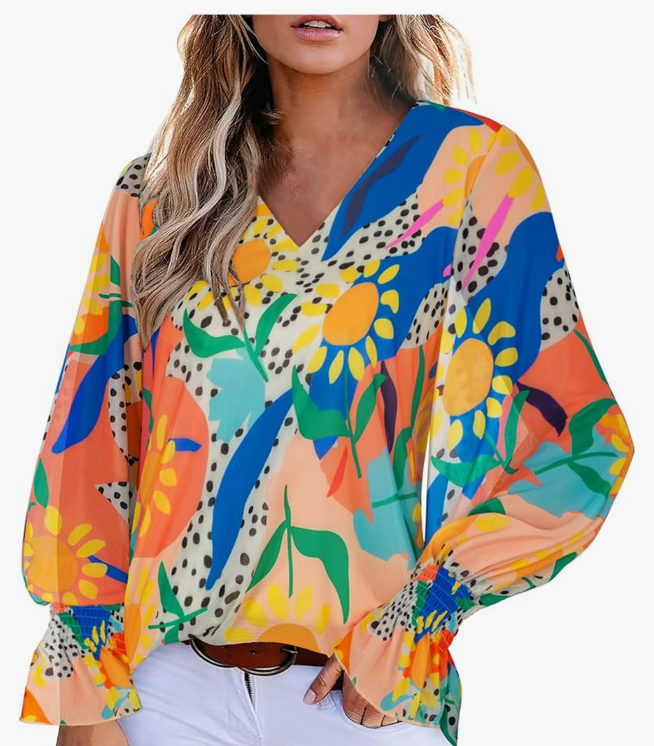 SeSe Code Flowy Tops Long Sleeve Blouses for Women Dressy Casual Dress Shirts Trendy 2024 XL