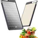 Titanium Cutting Board for Kitchen, Double-Sided Pure Titanium(Checkered Design) & Wheat Straw PP, Food Grade Chopping, Non Toxic, Easy to Clean, 16"11"