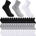 Tarpop 48 Pairs Men Quarter Ankle Socks Moisture Wicking Athletic Crew Casual Sports Socks Bulk for Homeless (5, Assorted Color/ Black, White, Grey)