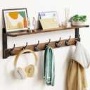 Wall Hooks with Shelf, Coat Rack Wall Mount, 28.7 Inch Shelf with Hook for Coat Backpack Key Clothes Hanger, Wall Floating Shelf Hanging in Entryway, Living Room, Bathroom, Bedroom, Kitchen (28.7" - 1 pack, Brown)