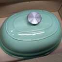 EDGING CASTING Enameled Oval Cast Iron Dutch Oven Pot with Lid, Bread Dutch Oven for Sourdough Bread Baking, Dutch Oven Bread, Bread Oven, 6QT, Pistachio Green