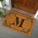 Evergreen Flag Monogram Large Coir Doormat, 36x24 Inches Front Door Mat for Outdoor/Indoor Entrance, Welcome Mat Non-Slip Doorway Rug, New Home Housewarming Gift, Letter M