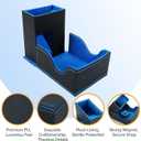 Dice Tower & DND Dice Tray, Foldable Portable Dice Rolling Tower with Tray and Storage, DND Dice Accessory for Dungeons and Dragons, PU Leather Dice Box with 7 Dice, Black/Blue