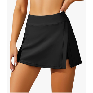 Aqua Eve Women Swim Skirt Tummy Control Swimsuit Skirt with Built-in Shorts High Waisted Split Swim Bottom XL