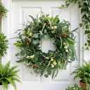 Jobflower 24 Inch Eucalyptus Wreath for Front Door, Artificial Greenery Wreath with Olive Fruit & Berries, Lush All Seasons Farmhouse Wall Decor for Spring Summer Year Round Outside Inside