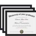 upsimples Certificate Frame with Clear Plexiglass, 8.5 by 11 Picture Diploma Document Degree Frame for Wall and Tabletop, Black, 3 Pack