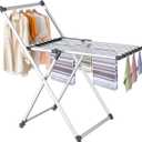 Clothes Drying Rack, Foldable Laundry Rack for Indoor Outdoor, 10pcs Sock Clips, Collapsible Space-Saving Drying Rack for Clothes Towels Dolls, White (Gray)