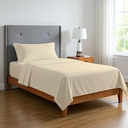 Carressa Linen 100% Organic Cotton Sheet Set Twin Size - 3 Piece, Crisp, Cooling Sateen Weave, Breathable Hotel Quality Deep Pocket Sheets (Ivory)