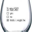 Gelid 50th Birthday Gifts for Women and Men Wine Glass - Funny Is You 50 Gift Idea for Mom Dad Husband Wife  50 Year Old Party Supplies Decorations for Him, Her - 15oz