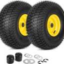 GICOOL 15x6.00-6nhs Lawn Mower Tire Assembly, 15x6-6 Riding Lawnmowers and Tractor Pneumatic Tire and Wheel, with 3/4" Bearing Bore, 3" Centered Hub, S-Turf Pattern, 2 Pack