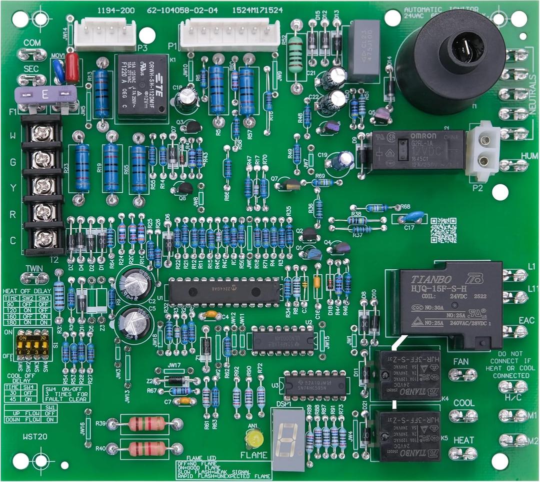 62-104058-02 Upgraded Replacement for Rheem Furance Control Board, 1194-200 Control Board