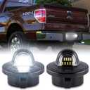 Gempro License Plate Light Assembly LED Tag Lamp Replacement for Ford F150 F250 F350 F450 F550 Superduty Bronco Excursion Ranger Expedition Explorer Rear Plate Lights, 6000K White, 2PCS (Black)