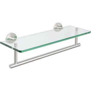Alise Glass Shelves for Bathroom, 15.7 Inch Floating Glass Shelves for Wall,SUS304 Stainless Steel Floating Shelves for Bathroom, Toilet Room Decoration Brushed Finish GDL400BAR-LS