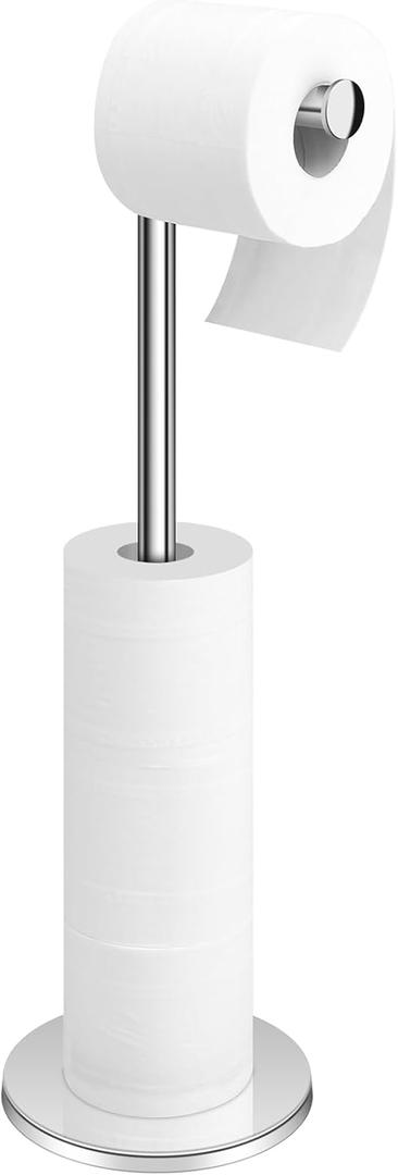 TACGEA Toilet Paper Holder Stand, Bathroom Toilet Paper Roll Holder Stainless Steel, Storage for 4 Rolls of Toilet Tissue, Sliver