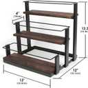 J JACKCUBE DESIGN 3 Tier Syrup Bottle Storage Rack, Rustic Wood and Metal Wire 12 Bottles Compartment Display Organizer Holder Stand for Syrup, Wine, Dressing - MK815A