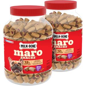 Milk-Bone MaroSnacks Bacon Flavor Small Dog Treats With Bone Marrow, 40 Ounces (Pack of 2) 