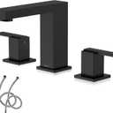 KENES Matte Black Widespread Bathroom Faucet Two Handle Bathroom Sink Faucets Black 3 Hole, 8-Inch 3 Pieces Bathroom Vanity Faucet Lavatory Faucet with Supply Lines, KE-9050-2