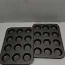 2 Packs Nonstick Round Muffin Baking Pan Tin, 12-Cup Muffin Tin, Cupcake Pans, Cheesecake Pans, Carbon Steel, Black