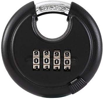Stainless Steel Discus Padlock 4 Digit (3inch) Combination Lock Outdoor for Warehouse, Sheds, Storage Locker, Units (Black,1)