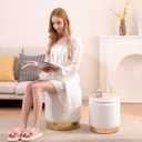 Round Ottoman with Storage Set of 2 Black Velvet Vanity Stool Upholstered,Small Ottoman Coffee Table,Removable Lid,Foot Stool for Living Room,Bedroom,Assembly Free,Gold and Black 14.75"D x 14.75"W x 17.75"H