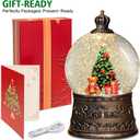 Christmas Snow Globes Lantern with Music, Christmas Tree Snow Globes with Swirling Glitter Effects, USB/Battery Powered with 6-Hour Timer, Holiday Decorations Indoor